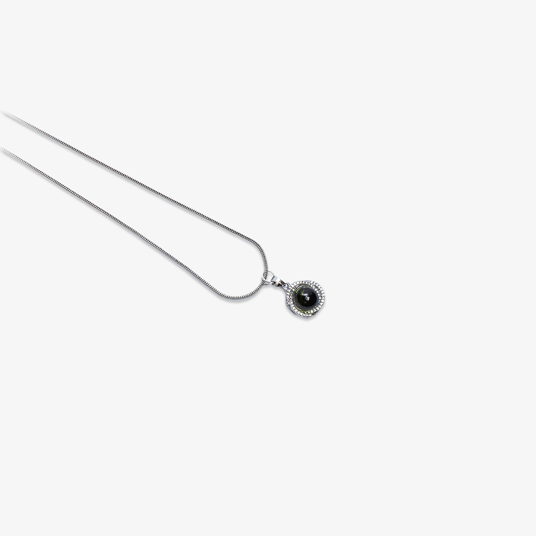 black-cabochon-halo-pendant-necklace