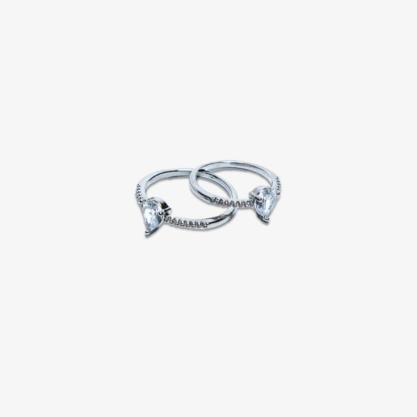 Pear-Cut Solitaire Ring with Pave Band
